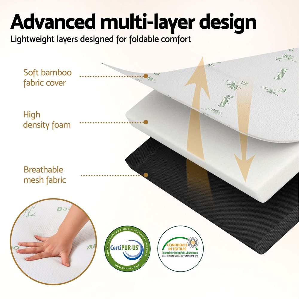 Giselle Foldable Mattress Folding Foam Mattresses Bamboo Queen FOAM-MFM-TRIO-BAM-BK-Q