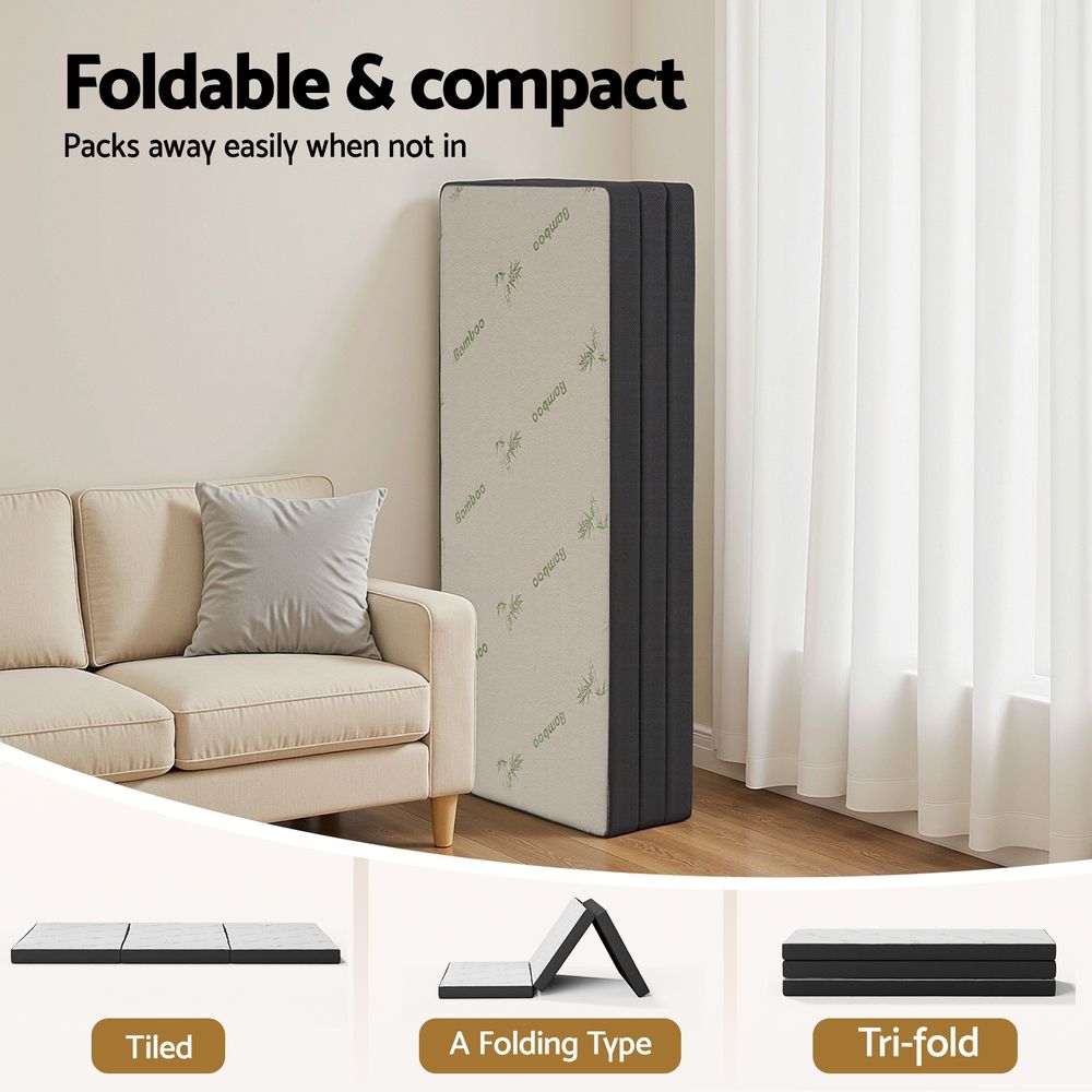 Giselle Foldable Mattress Folding Foam Mattresses Bamboo Queen FOAM-MFM-TRIO-BAM-BK-Q