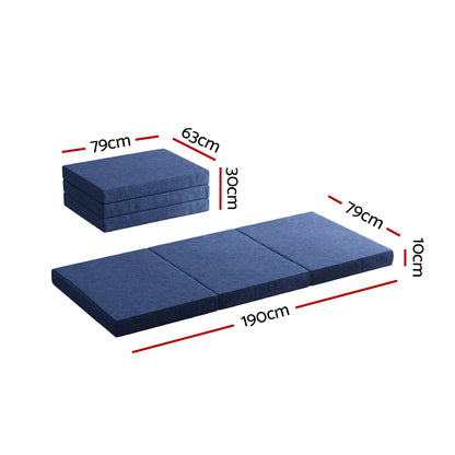 Giselle Bedding Foldable Mattress Folding Foam Single Blue FOAM-MFM-TRIO-BU