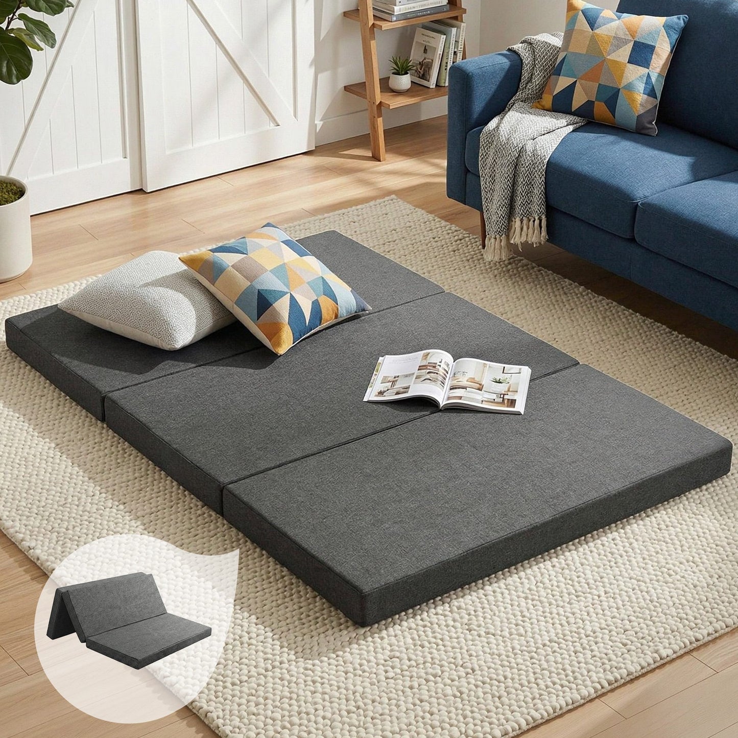 Giselle Bedding Foldable Mattress Folding Foam Double Grey FOAM-MFM-TRIO-DOU-GY