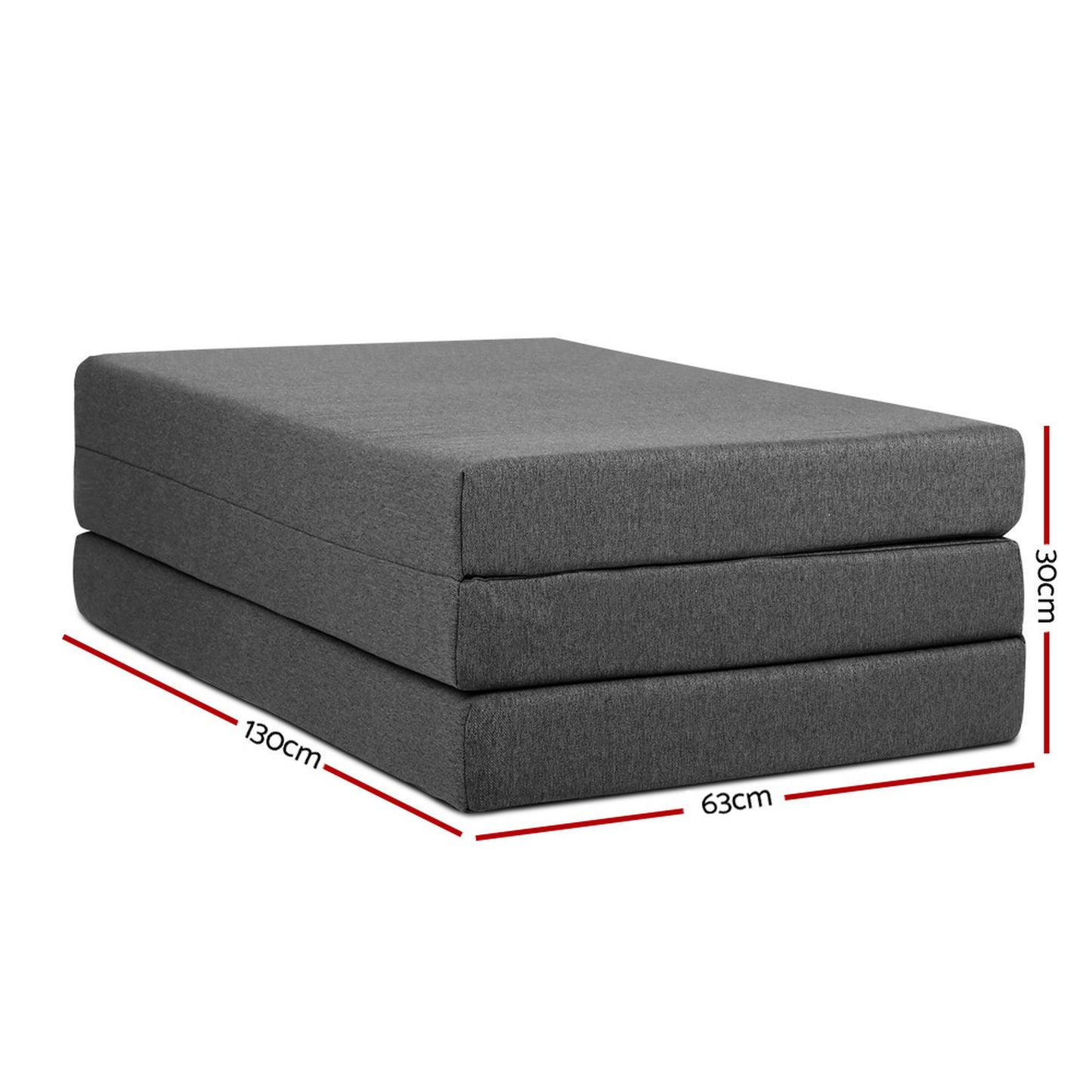Giselle Bedding Foldable Mattress Folding Foam Double Grey FOAM-MFM-TRIO-DOU-GY