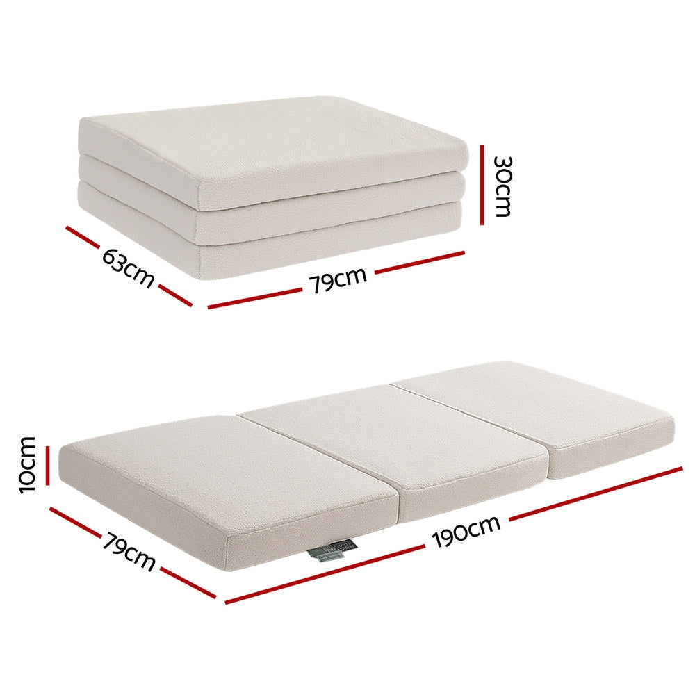 Giselle Bedding Foldable Mattress Fleece Portable 3-fold Folding Foam Mattresses FOAM-MFM-TRIO-FE