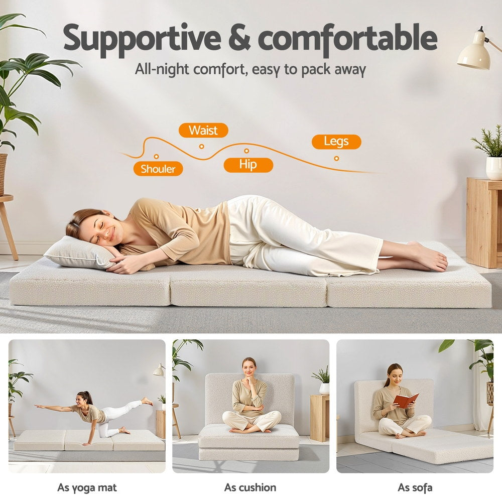 Giselle Bedding Foldable Mattress Fleece Portable 3-fold Folding Foam Mattresses FOAM-MFM-TRIO-FE