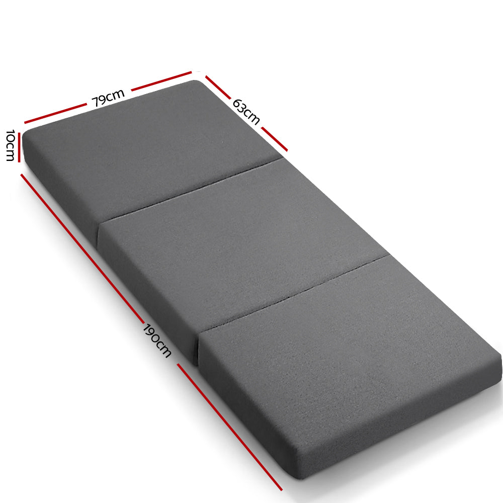 Giselle Bedding Foldable Mattress Folding Foam Bed Single Grey FOAM-MFM-TRIO-GY