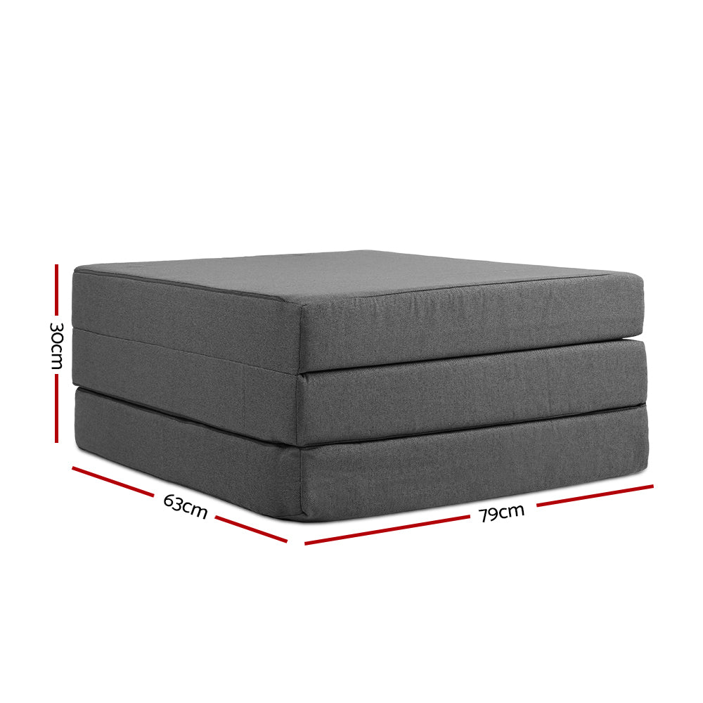 Giselle Bedding Foldable Mattress Folding Foam Bed Single Grey FOAM-MFM-TRIO-GY