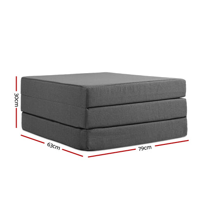 Giselle Bedding Foldable Mattress Folding Foam Bed Single Grey FOAM-MFM-TRIO-GY