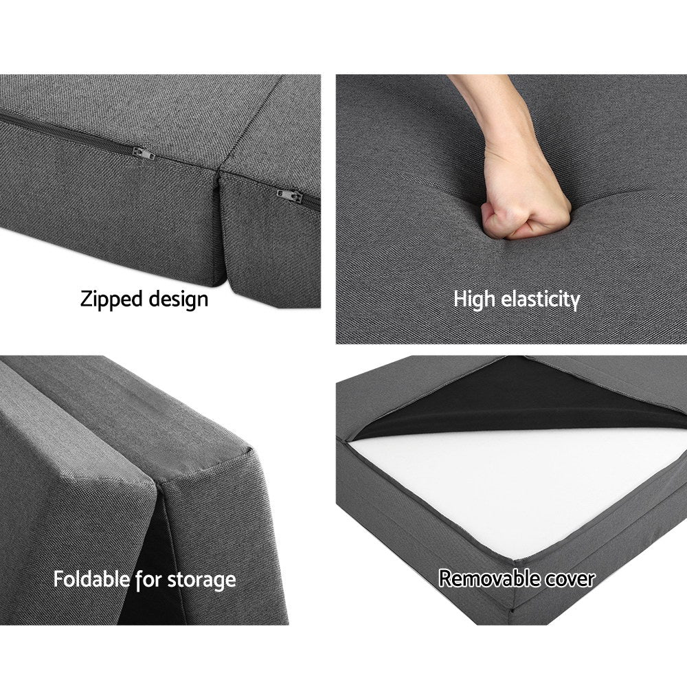 Giselle Bedding Foldable Mattress Folding Foam Bed Single Grey FOAM-MFM-TRIO-GY
