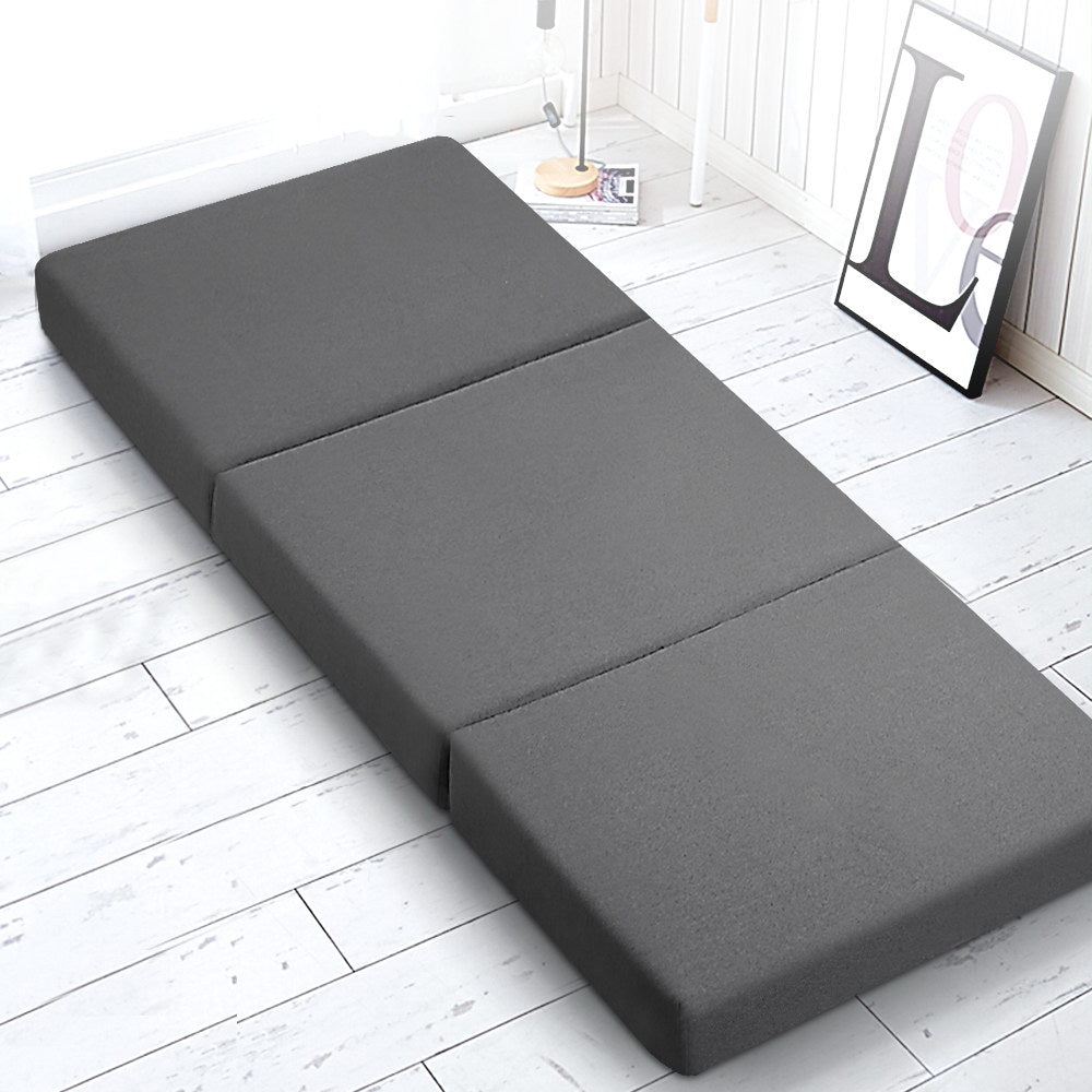 Giselle Bedding Foldable Mattress Folding Foam Bed Single Grey FOAM-MFM-TRIO-GY