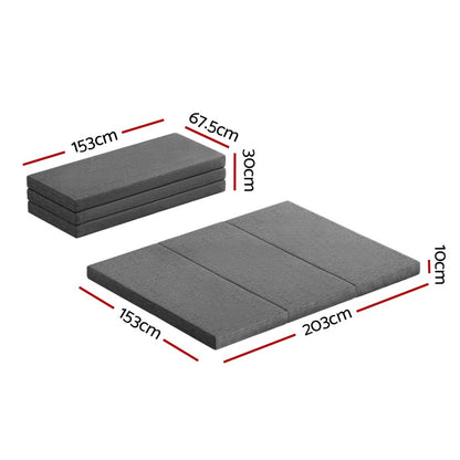 Giselle Bedding Foldable Mattress Folding Foam Queen Grey FOAM-MFM-TRIO-GY-Q
