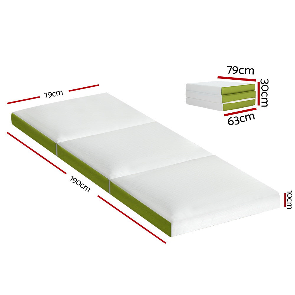 Giselle Bedding Foldable Mattress Folding Foam Trifold Green FOAM-MFM-TRIO-MES-GN