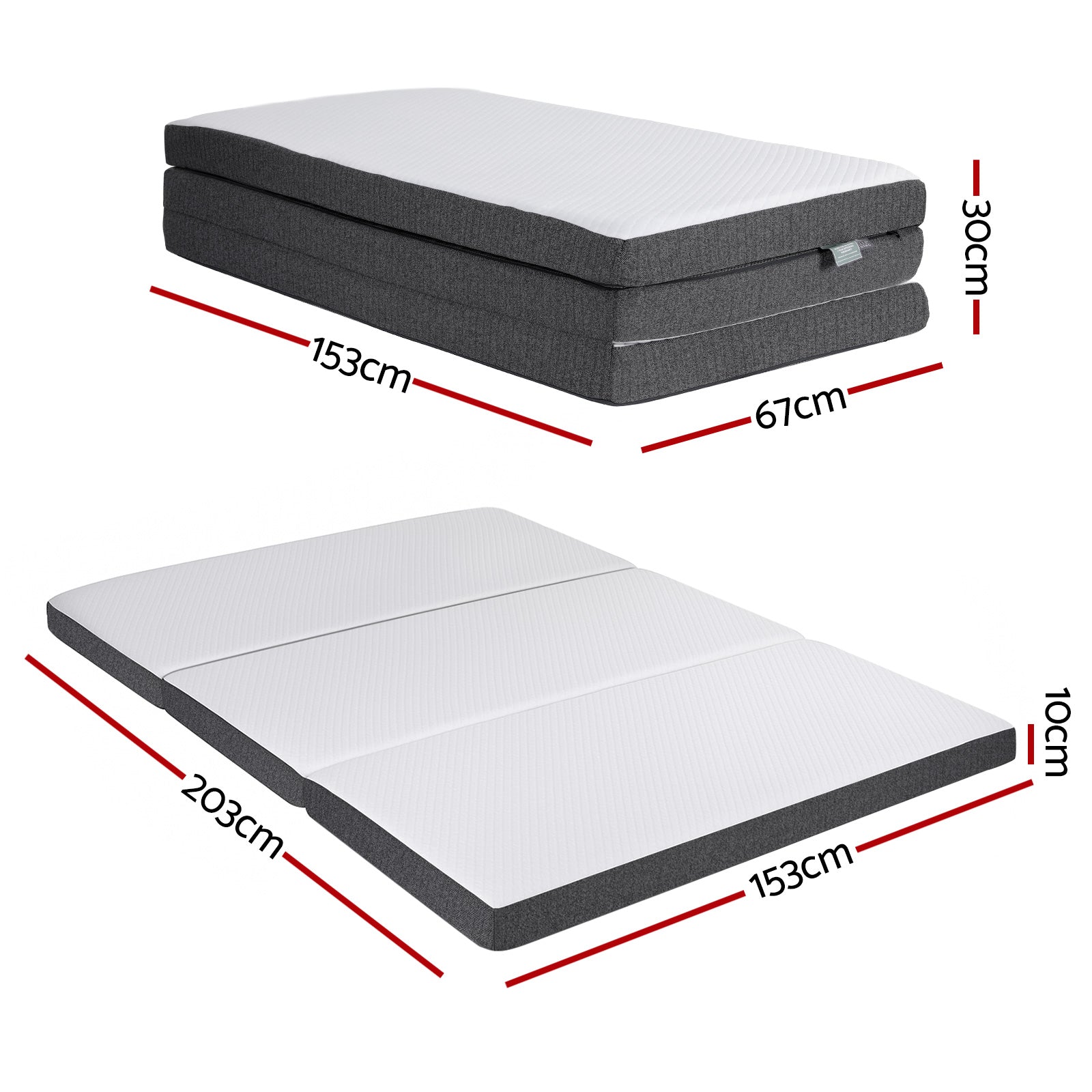 Giselle Bedding Foldable Mattress Folding Sofa Bed Tri-Fold Memory Foam Tencel Queen FOAM-MFM-TRIO-WB-Q
