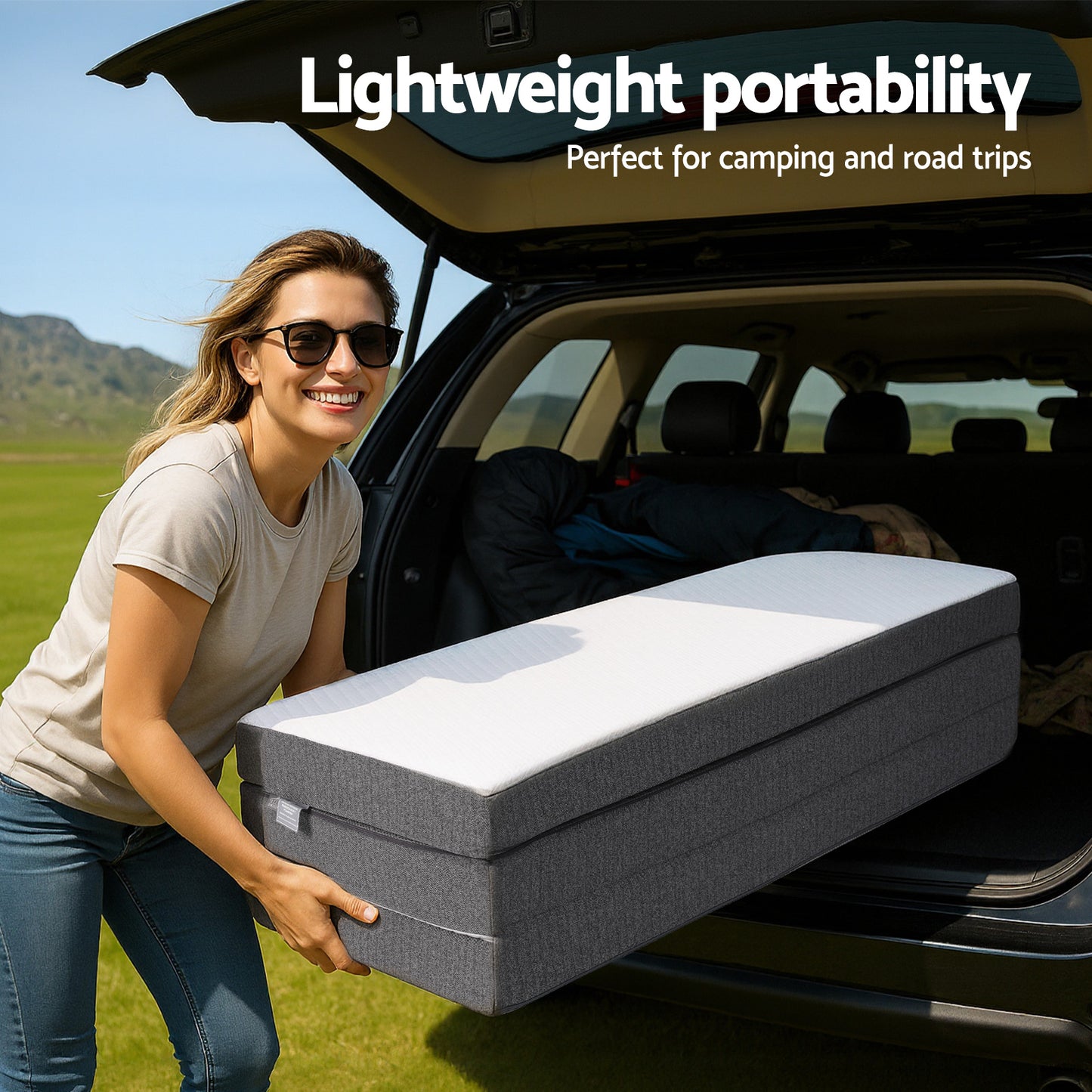 Giselle Bedding Foldable Mattress Folding Sofa Bed Tri-Fold Memory Foam Tencel Queen FOAM-MFM-TRIO-WB-Q