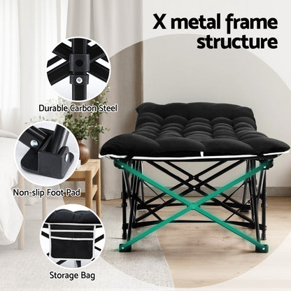 Artiss Folding Bed With Mattress Heavy Duty Black 185CM FOLD-71-MAT-BK