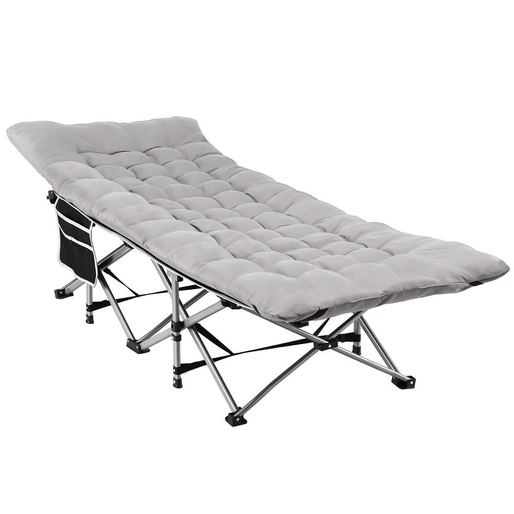 Artiss Folding Bed With Mattress Heavy Duty Grey 185CM FOLD-71-MAT-GY