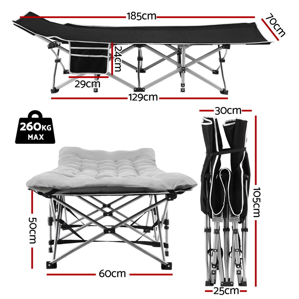 Artiss Folding Bed With Mattress Heavy Duty Grey 185CM FOLD-71-MAT-GY
