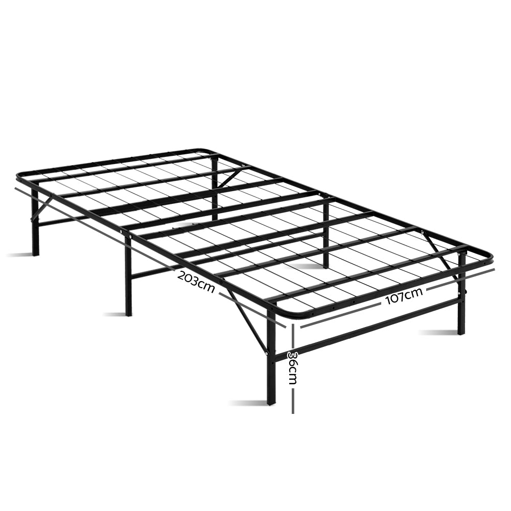 Artiss Folding Bed Frame Metal Base - King Single FOLD-D-KS-BK