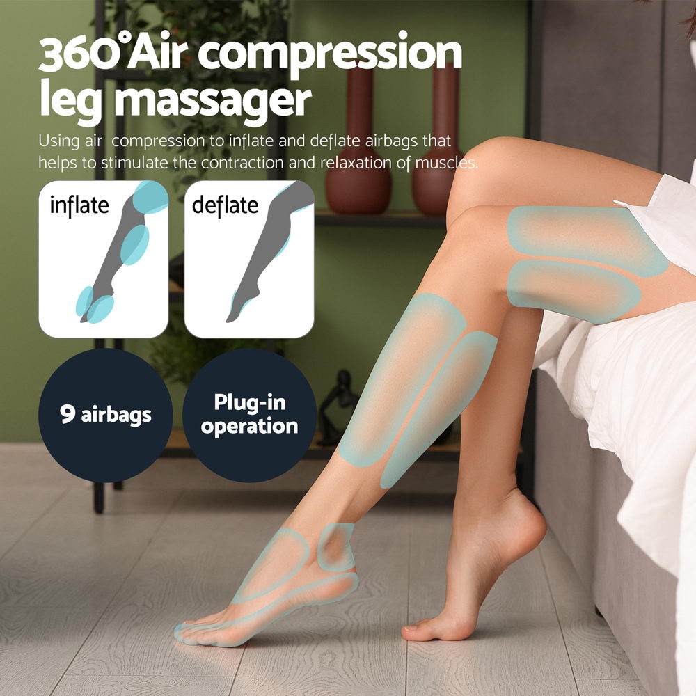 Livemor Foot Massager Leg Knee Massager with Air Compression 3 Massage Modes Heating FOOT-MASSAGE-01-BK
