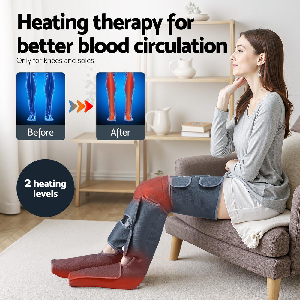 Livemor Foot Massager Leg Knee Massager with Air Compression 3 Massage Modes Heating FOOT-MASSAGE-01-BK