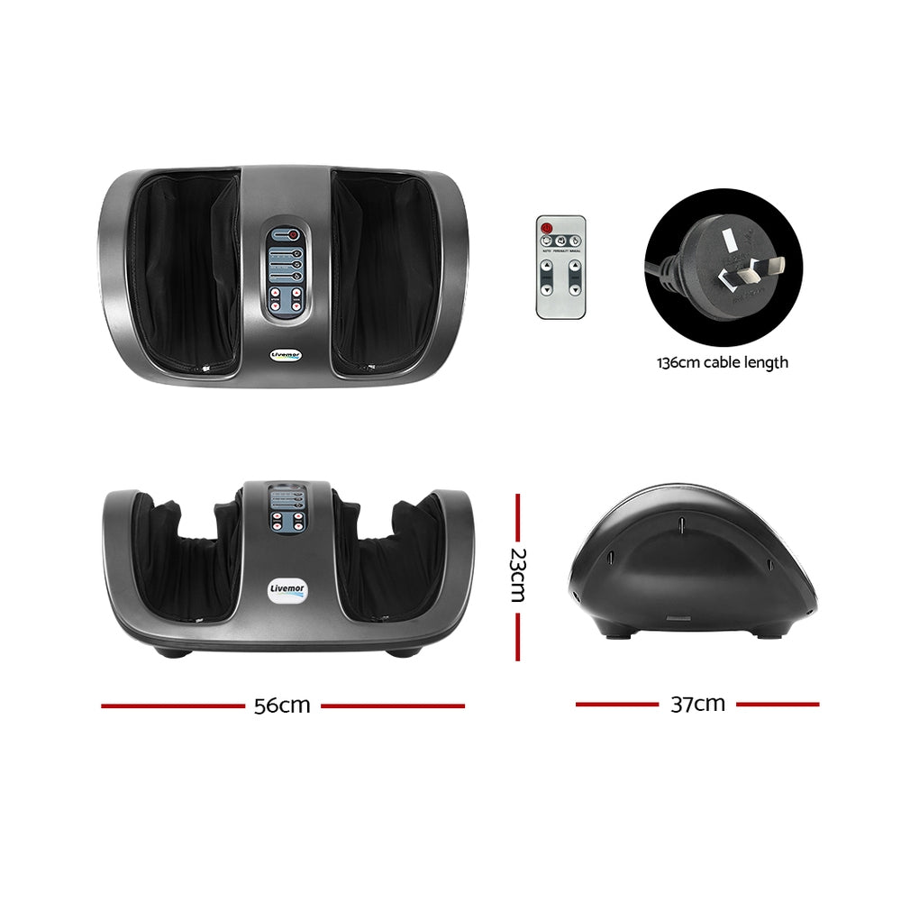Livemor Foot Massager Shiatsu Massagers Electric Roller Kneading Leg Grey FOOT-MASSAGE-188-SI