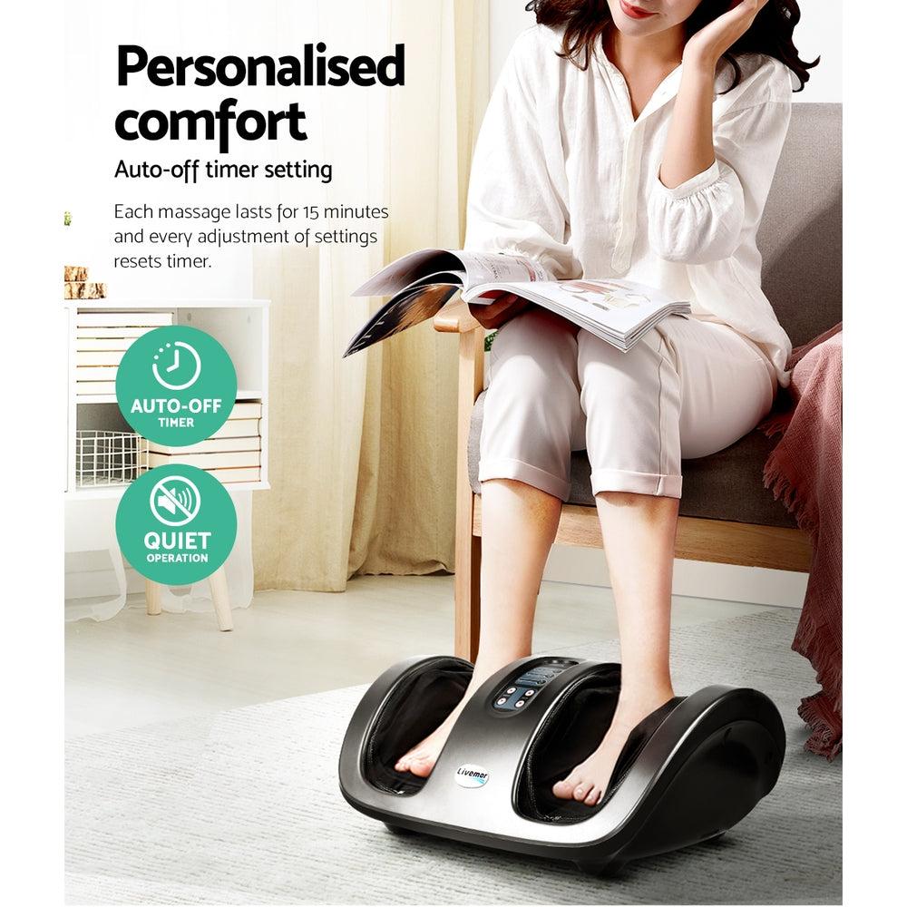 Livemor Foot Massager Shiatsu Massagers Electric Roller Kneading Leg Grey FOOT-MASSAGE-188-SI