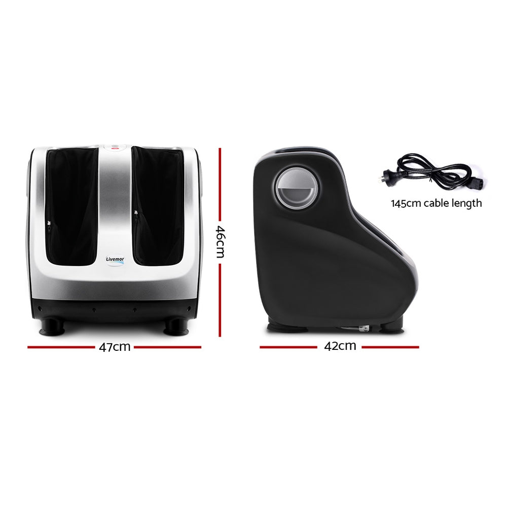 Livemor Foot Massager Shiatsu Massagers Electric Roller Calf Leg Kneading Silver FOOT-MASSAGE-288-SI