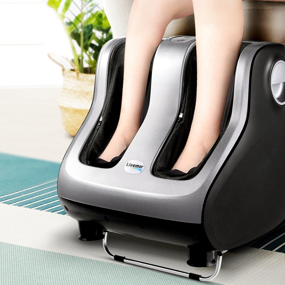 Livemor Foot Massager Shiatsu Massagers Electric Roller Calf Leg Kneading Silver FOOT-MASSAGE-288-SI