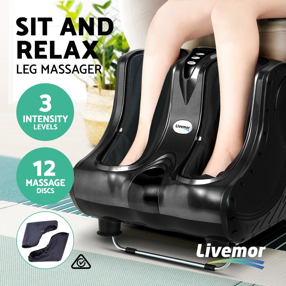 Livemor Foot Massager Massagers Shiatsu Electric Roller Ankle Calf Leg Kneading Black FOOT-MASSAGE-LF03-BK