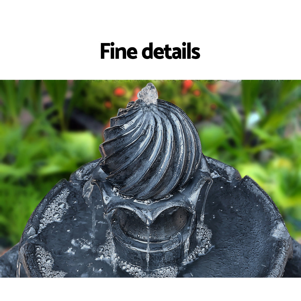 Gardeon Solar Water Feature 3-Tier Fountain with Pump Kit Bird Bath 93CM Black FOUNT-3LVL-BK
