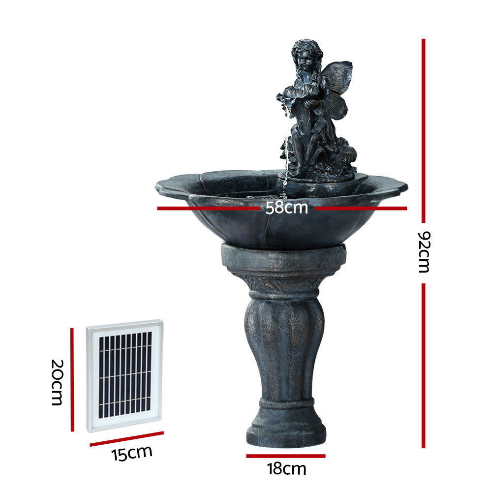 Gardeon Solar Water Feature with LED Lights Angel 94cm FOUNT-ANGEL-BU