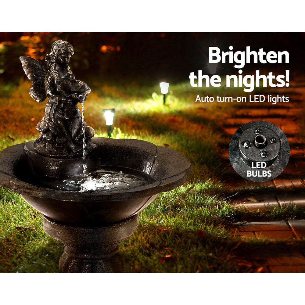 Gardeon Solar Water Feature with LED Lights Angel 94cm FOUNT-ANGEL-BU