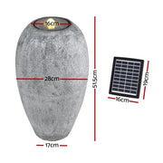 Gardeon Solar Fountain Water Feature Outdoor Fountain LED Lights Beige FOUNT-B-CYLINDER-BG