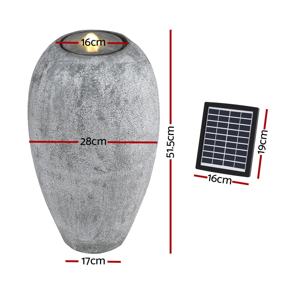 Gardeon Solar Fountain Water Feature Outdoor Fountain LED Lights Beige FOUNT-B-CYLINDER-BG