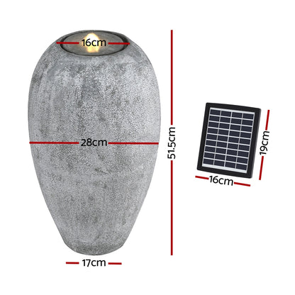 Gardeon Solar Fountain Water Feature Outdoor Fountain LED Lights Beige FOUNT-B-CYLINDER-BG