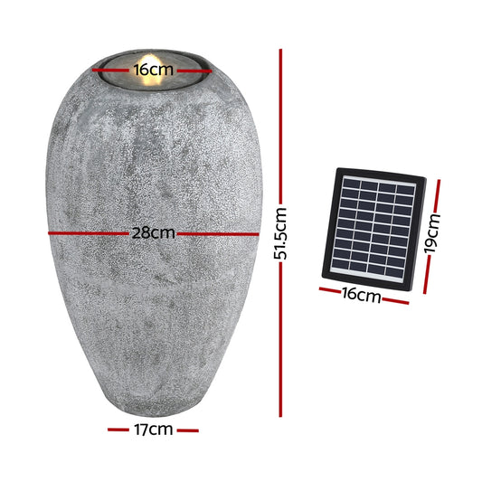Gardeon Solar Fountain Water Feature Outdoor Fountain LED Lights Beige FOUNT-B-CYLINDER-BG