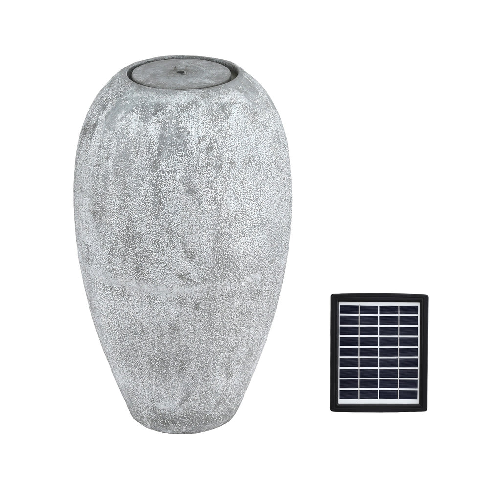 Gardeon Solar Fountain Water Feature Outdoor Fountain LED Lights Beige FOUNT-B-CYLINDER-BG