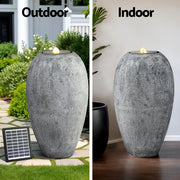 Gardeon Solar Fountain Water Feature Outdoor Fountain LED Lights Beige FOUNT-B-CYLINDER-BG