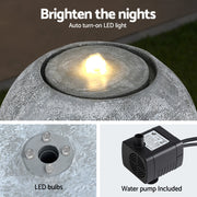 Gardeon Solar Fountain Water Feature Outdoor Fountain LED Lights Beige FOUNT-B-CYLINDER-BG
