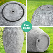 Gardeon Solar Fountain Water Feature Outdoor Fountain LED Lights Beige FOUNT-B-CYLINDER-BG