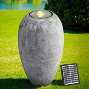 Gardeon Solar Fountain Water Feature Outdoor Fountain LED Lights Beige FOUNT-B-CYLINDER-BG