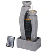 Gardeon Solar Fountain Water Feature Outdoor Fountain Indoor 3-Tier Cascading Grey FOUNT-B-MUSHROOM-2LVL-GR