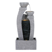 Gardeon Solar Fountain Water Feature Outdoor Fountain Indoor 3-Tier Cascading Grey FOUNT-B-MUSHROOM-2LVL-GR