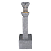 Gardeon Solar Fountain Water Feature Outdoor Fountain Indoor 3-Tier Cascading Grey FOUNT-B-MUSHROOM-2LVL-GR