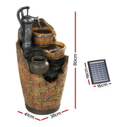 Gardeon Solar Fountain Water Feature Outdoor Cascading Hand Pump Design 80CM FOUNT-B-PUMP-3LVL-80-BR