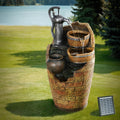 Gardeon Solar Fountain Water Feature Outdoor Cascading Hand Pump Design 80CM FOUNT-B-PUMP-3LVL-80-BR