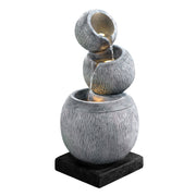 Gardeon Solar Fountain Water Feature Bird Bath Garden LED Light 80CM Grey FOUNT-BALL-3LVL-80-GY