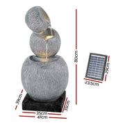 Gardeon Solar Fountain Water Feature Bird Bath Garden LED Light 80CM Grey FOUNT-BALL-3LVL-80-GY