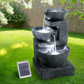 Gardeon Solar Water Feature Cascading Fountain 3-Tier Bowl LED Lights 60CM Blue FOUNT-BOWL-3LVL-BLUE