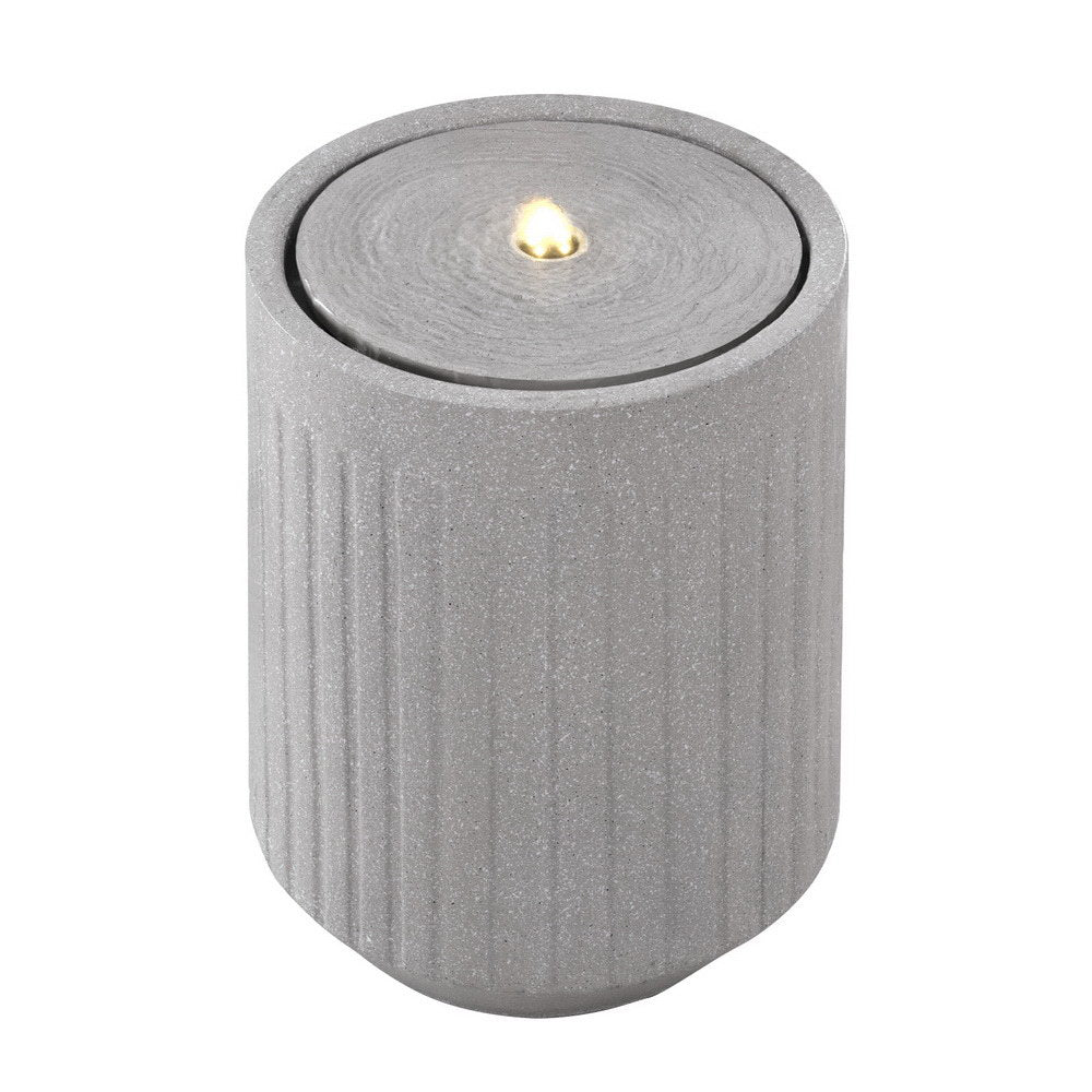 Gardeon Solar Fountain Water Feature Outdoor Fountain LED Lights Beige FOUNT-CYLINDER-BG