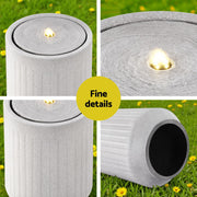 Gardeon Solar Fountain Water Feature Outdoor Fountain LED Lights Beige FOUNT-CYLINDER-BG