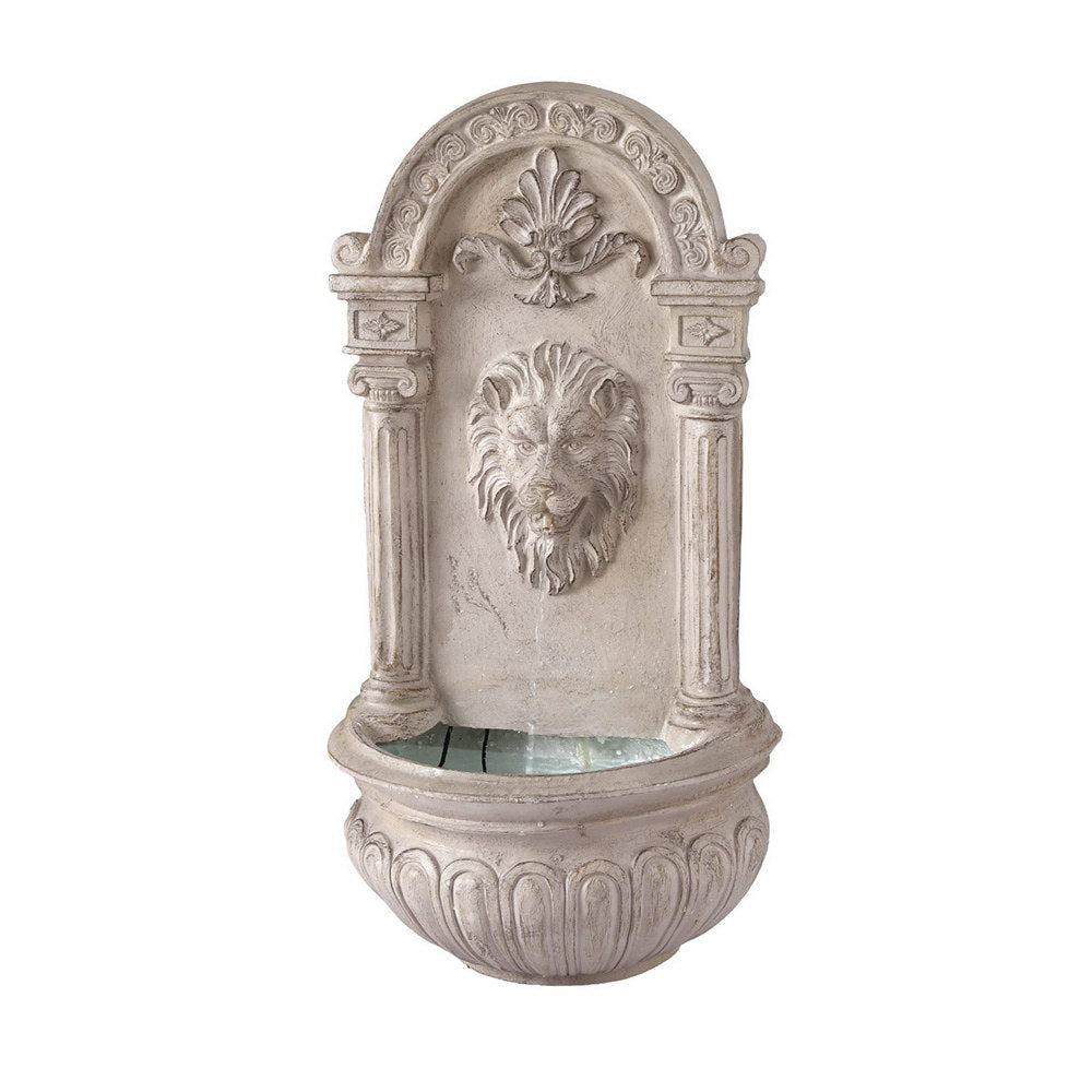 Gardeon Solar Fountain Water Feature Wall Mount Garden Fountains 77CM Beige FOUNT-LION-BGWH